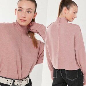 Urban Outfitters UO Charlie Slouchy Turtleneck Sweater Rose Pink Oversized Knit